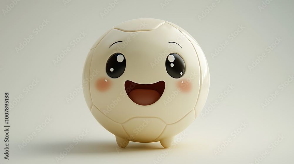 Cute Cartoon Soccer Ball with Happy Face Sports Mascot Illustration ...
