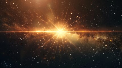 Wall Mural - bright starburst in the middle of the image, with an expansive and dramatic cosmic landscape. this i