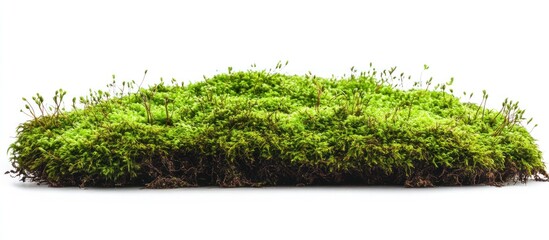 Poster - Lush green moss isolated on white background.