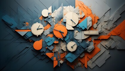 Wall Mural - Melting Clock Symbolizing Fluidity of Time in Creative Expression and Timelessness in Generative Art