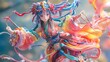 © Tonadech - Poseable anime figure with vibrant colors and flowing costume in battle stance