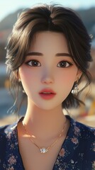 Poster - Delve into a charming 3D animation featuring a lovely young Korean woman, showcasing vibrant style and captivating visuals.