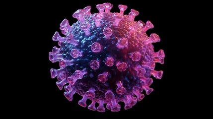 Aufkleber - A 3D Rendering of a Coronavirus Particle in a Vibrant Purple and Blue Hue