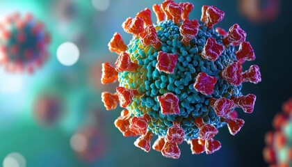Aufkleber - A Close-Up View of a 3D Rendered Coronavirus Particle