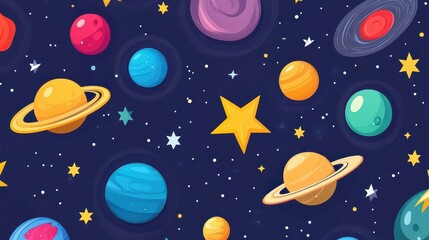 Sticker - Explore a vibrant space scene with a stunning nebula and twinkling stars in a colorful cosmic backdrop.