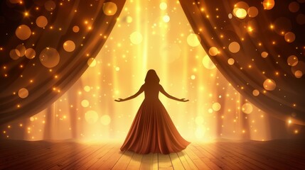 Wall Mural - an enchanting night performance, showcasing dynamic dancers under a starry sky, capturing the vibran