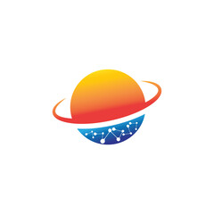 planet technology logo abstract design illustration vector