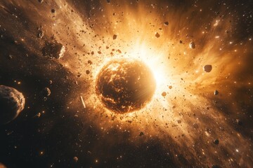 planets and stars in space