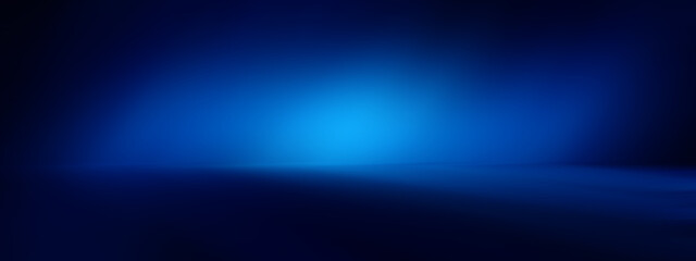 Abstract wall studio room blue background for displaying your products. Dark empty scene, blue neon searchlight light.