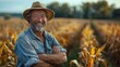 © Boomanoid - Man standing in a cornfield at sunset