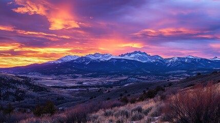 Sticker - Majestic Sunset Over Snow-Capped Mountains