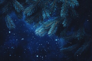 Canvas Print - Silhouetted Pine Branches Against a Starry Night Sky