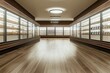 © aminsmart - modern empty big refrigerator showcase in a brown and cream supermarket with elegant wooden floor
