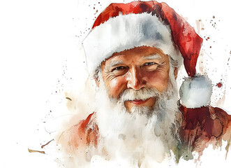 Wall Mural - A soft watercolor portrait of Santa Claus