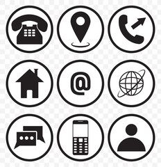 Poster - Contact information icons for business card on grey background. Business card icon set, contact information icon, Vector illustration. EPS 10.