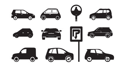 Wall Mural - Car parking sign. Car parking vector icons. Parking and traffic signs isolated

