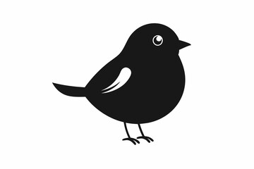 Sticker - Cute Bird Black Silhouette vector art