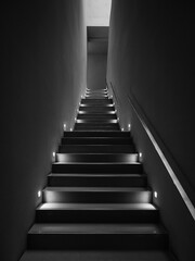 Aufkleber - Stairway interior building perspective black and white Architecture details