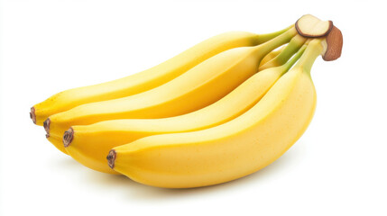 Bunch of yellow bananas, isolated with crisp white background, complete with clipping path and full depth of field for versatile use in professional designs.