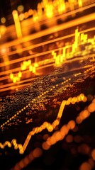 Poster - Abstract financial background with glowing chart lines and data points for business and investment themes.
