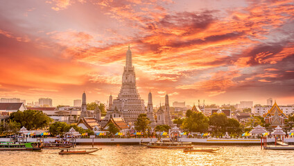 The most beautiful Viewpoint Wat Arun,Buddhist temple in Bangkok, Thailand 