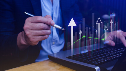 Analysis finance grow graph and market investment, Financial business plan, earnings, sale and strategy, Stock market chart, exchange financial growth diagram, invest in trading.