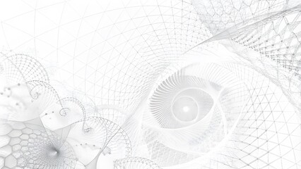 Poster - Glowing grey plexus. Futuristic moving white wave. Digital background with moving particles and lines. Big data visualization.