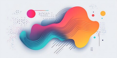 Poster - Abstract, colorful gradient shapes made of lines. Vector illustration with a gradient color palette,featuring vibrant colors, a dynamic composition, wavy resin sheets, bold shapes and patterns