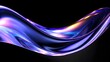 © designhunt - Abstract fluid holographic iridescent purple curved wave in dark background 3d render. Gradient design element for backgrounds, wallpapers, posters and covers.