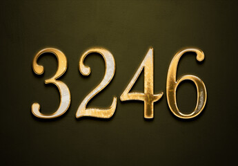 Canvas Print - Old gold effect of 3246 number with 3D glossy style Mockup.