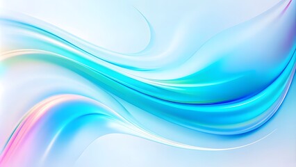 Poster - Soft Abstract minimalist wavy background in cool blue tones. Abstract fluid iridescent holographic bright neon curved wave in motion colorful background 3d render.