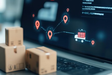 Logistics network visualization with delivery truck interface view