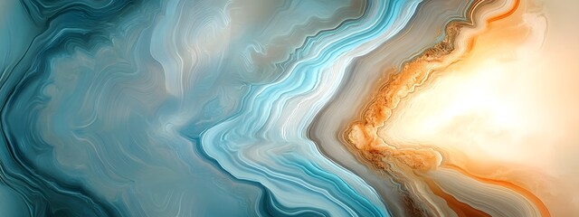 Abstract background with swirls of teal and blue, accented by gold and brown lines, creating a marble-like effect.