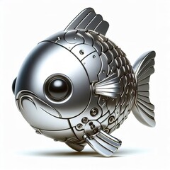 Wall Mural - a cool and hip silver shinny metallic futuristic koi fish character