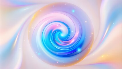 Poster - A colorful spiral with a rainbow of pastel colors background. Abstract grainy 3d render holographic iridescent wave in motion colorful background.