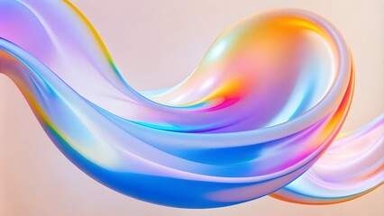 Aufkleber - A long, curvy, pink wave with a rainbow effect. Vibrant and colorful rainbow silk background with abstract waves, creates a soft and decorative backdrop
