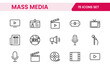 © artnazu - Mass media outline vector icons large set isolated on white background. media business concept. Media outline icons set.