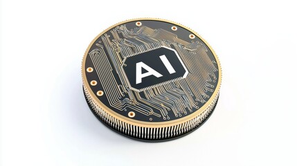 Poster - Sleek AI CPU Featuring Modern Technology Design on white background