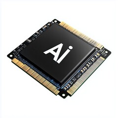 Poster - Sleek CPU with AI Technology for Advanced Computing on white background