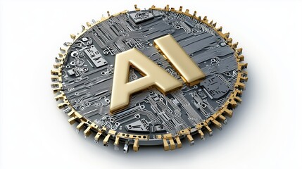 Poster - Sleek AI CPU Design for Modern Technology on white background