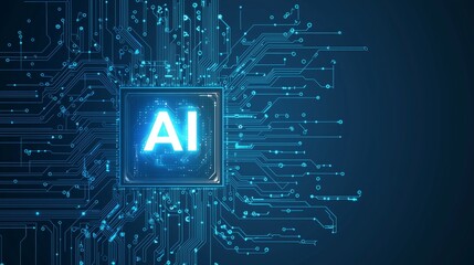 Fototapete - AI Microchip Technology Background Design