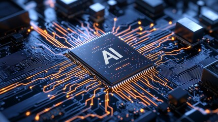 Poster - Sleek AI Microchip Technology on Circuit Board
