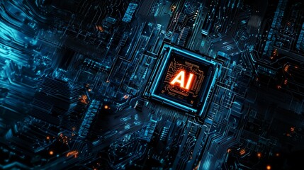 Poster - Vivid AI CPU Technology with Glowing Circuitry