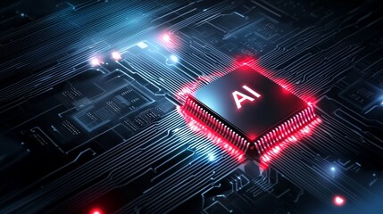 Poster - Futuristic Microchip Design with AI Elements