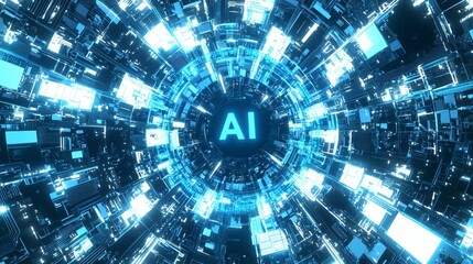 Poster - Futuristic Microchip Design Showcasing AI Technology