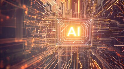 Poster - Cutting Edge Computer Chip Featuring AI Technology