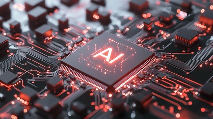 Poster - Elegant CPU Microchip with Glowing Details