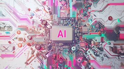 Poster - Abstract CPU Design Featuring AI in Center