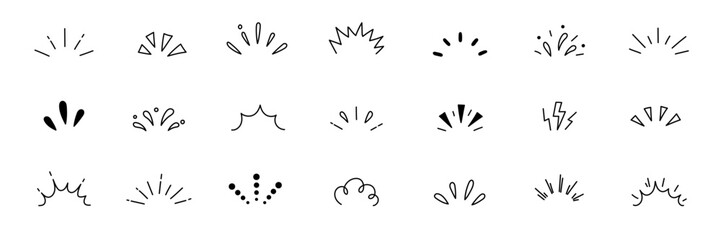 Poster - Line explosion surprise burst ray icon elements. Hand drawn explosion surprise line icon for title headline illustration. Doodle exclamation confetti vector illustration.