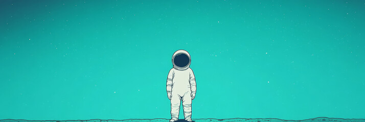 Canvas Print - An astronaut stands alone in a vast, starry sky.